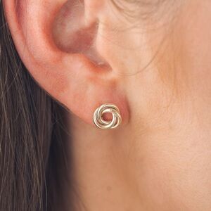 New COS Gold Knot Stud Earrings Minimalist Modern Design